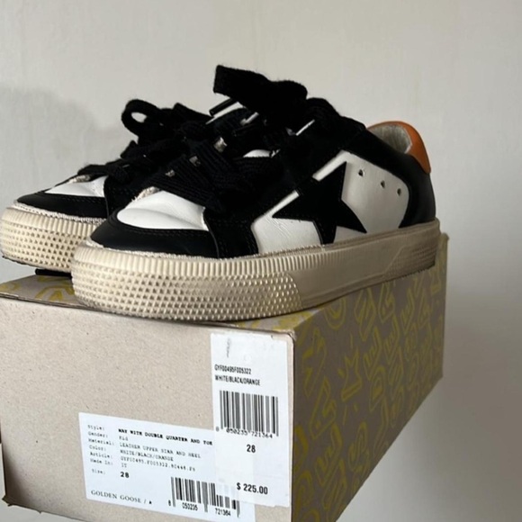 Golden Goose Kids Black, White, and Orange Sneakers - Picture 3 of 5